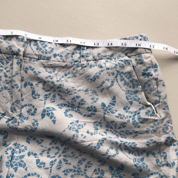 SANDRO linen blend high waist blue floral mosaic print shorts 10 - Picture 6 of 10